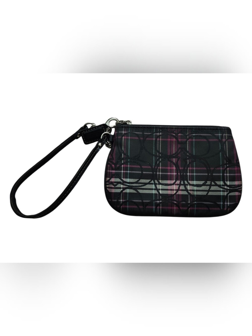 Coach EUC Vintage Signature Stripe Tartan Plaid Wristlet